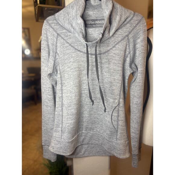 Kuhl Lea Funnel Cowl Neck Pullover Sweatshirt Sz S Gray Kangaroo Pocket - Picture 2 of 4